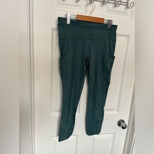 Lululemon fast and free leggings with pockets 25 inch in spruce green size 10